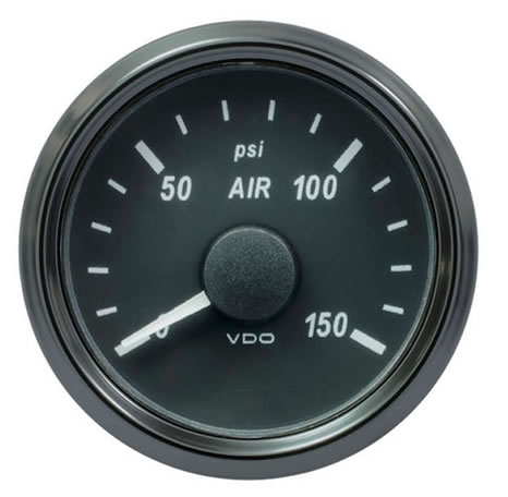 VDO SingleViu Air Pressure Gauges 150PSI Black 52mm